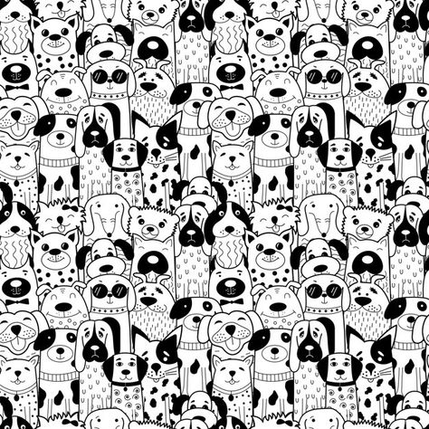 Doodle Dogs, Dog Clip Art, Dog Vector, Doodle Dog, Dog Clip, Canvas Photo Prints, Print Designs Inspiration, Dog Pattern, White Art