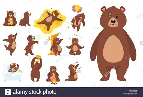 Teddy Drawing, Brown Bear Illustration, Bear Character Design, Bear Vector, Bear Images, Illustration Art Design, Bear Character, Bear Illustration, Bear Party