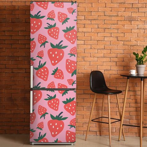 Flower Kitchen Decor, Modern Refrigerator, Black Fridge, Pink Fridge, Refrigerator Wrap, Refrigerator Decor, Fridge Wrap, Fridge Decals, Refrigerator Wraps