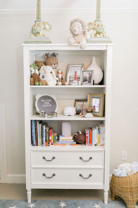 Pottery Barn Baby Nursery, Baby Bookshelf, Nursery Bookcase, Shop Decor Ideas, Pottery Barn Baby, Mountain Farmhouse, Kid Playroom, Nursery Guest Room, Baby Boys Nursery