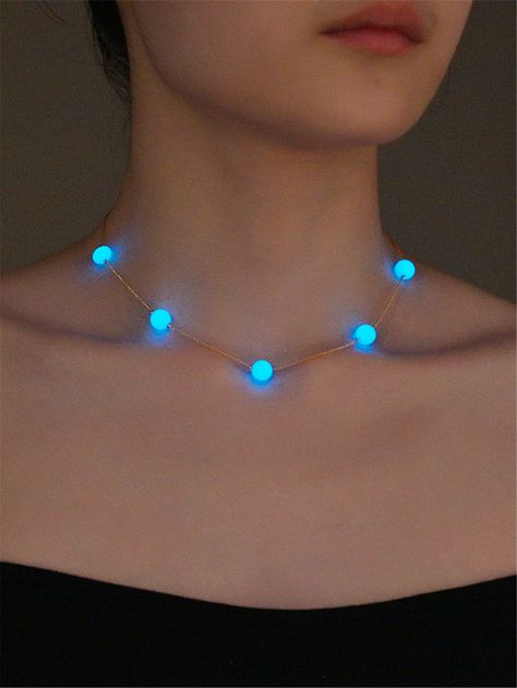 Glow In The Dark Jewelry, Glow In The Dark Necklace For Men, Music Festival Party, Glow Necklace, Glow In The Dark Necklace Pendants, Glow In The Dark Crystal Necklace, Abs Women, Bead Decor, Lip Gloss Cosmetics