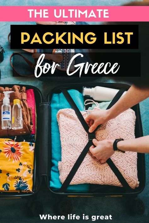 What To Pack For Greece, Pack For Greece, What To Wear In Greece, Greece Packing, Greece Packing List, Greece Cruise, Travel Packing Checklist, Greece Outfit, Ultimate Packing List