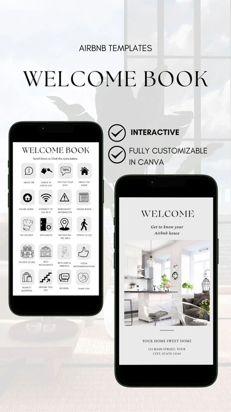 Modern Digital Welcome Book Airbnb Canva Digital Welcome Guide Template for Cottage Cabin, Beach House Manual Vrbo, Vacation Rental Canva - Etsy UK Guidebook Template, Emergency House, Airbnb Welcome Book Template, Canva Etsy, Airbnb Welcome Book, Airbnb House, Folder Templates, Airbnb Design, Guide Template