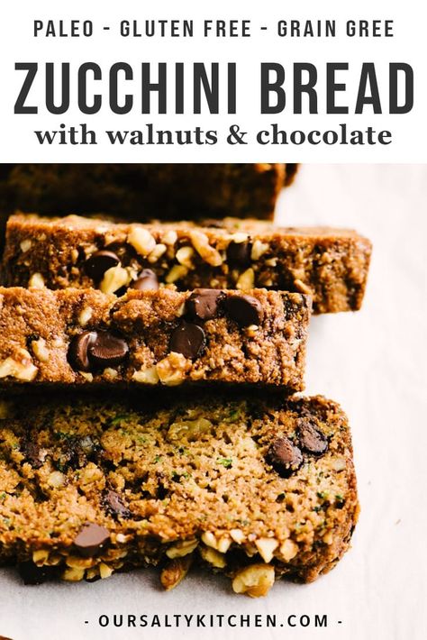 Paleo Zucchini Bread, Gluten Free Zucchini Bread, Paleo Zucchini, Zucchini Bread Healthy, Healthy Bread Recipes, Paleo Recipes Dessert, Walnut Recipes, Paleo Bread, Healthy Paleo Recipes