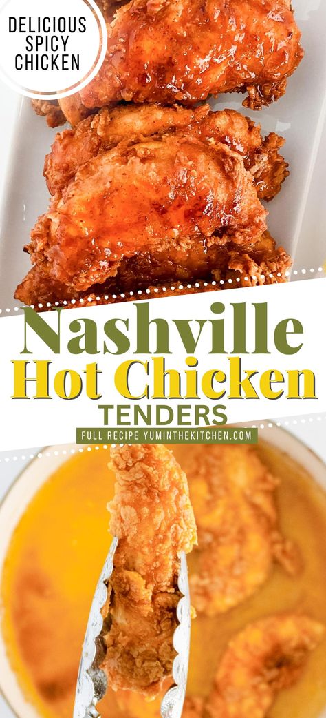 These are DELICIOUS! Fiery and sweet flavors with are packed our homemade Nashville Hot Chicken Tenders recipe. These spicy chicken strips are perfectly seasoned, creating a mouthwatering heat that is balanced with honey for a sweet and spicy combination. Learn how to make these irresistible chicken tenders with our step-by-step recipe guide. Get ready to enjoy a finger-licking dish that packs a punch of flavor. Spice up your mealtime with our homemade Nashville Hot Chicken Tenders!" Nashville Hot Chicken Tenders Recipe, Hot Chicken Tenders Recipe, Spicy Chicken Strips, Nashville Hot Chicken Tenders, Hot Chicken Tenders, Nashville Hot Chicken Recipe, Spicy Chicken Tenders, Hot Chicken Recipe, Nashville Chicken