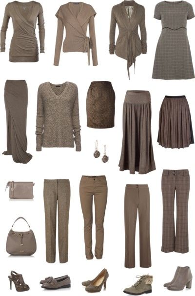 Taupe is a universal neutral color. Color board - https://www.pinterest.com/svetlanashlench/taupe/ Taupe Capsule Wardrobe, Taupe Outfit Color Combinations, Pisces Style, Autumn Neutrals, Taupe Outfit, Soft Autumn Palette, Conference Outfit, Soft Summer Color Palette, Capsule Wardrobe Casual