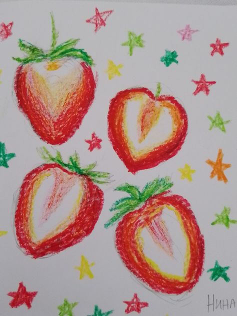 Njami njami 🍓🍓🍓 Whiteboard Art Ideas, Drawings Of Fruit, Strawberry Sketch, Strawberry Doodle, Dessert Drawing, Strawberry Drawing, Whiteboard Art, Crayon Drawing, Whimsical Art Journal