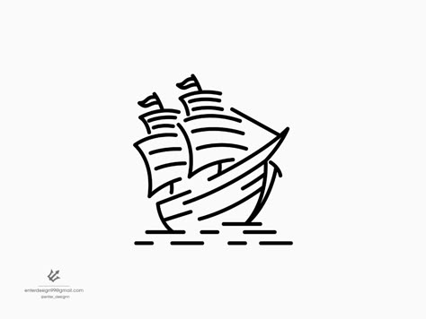 Boat line art by enter_design on Dribbble Boat Line Art, Crazy Drawings, Boat Logo, Boat Tattoo, Sea Logo, Boat Illustration, Line Doodles, Weird Drawings, Map Icons