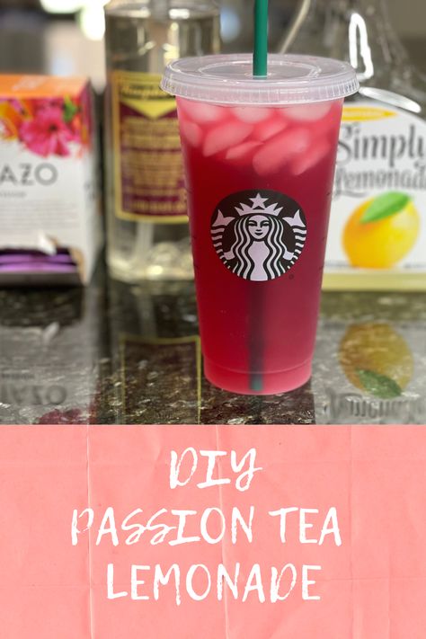 This Copycat Starbucks Passion Tea Lemonade Recipe is the perfect cold drink for spring and summer. Make this refreshing drink at home and save money! Starbucks Tea Drinks Recipes At Home, Passion Tea Recipes, Home Made Lemonade Recipe, Starbucks Tea Drinks Recipes, Starbucks Refreshers Recipe At Home, Starbucks Iced Tea Drinks, Copycat Starbucks, Iced Passion Tea Lemonade, Passion Tea Starbucks