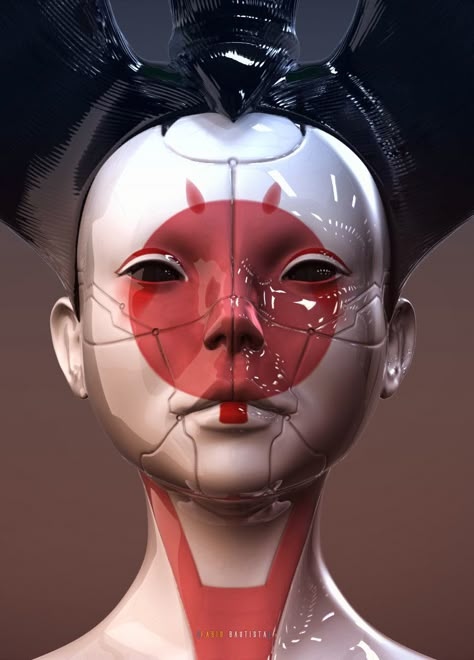 ArtStation - Geisha Robot, Fabio Bautista Cyborgs Art, Geisha Art, Photographie Portrait Inspiration, Arte Cyberpunk, Cyberpunk Aesthetic, Cyberpunk Character, Futuristic Art, Robots Concept, Robot Design