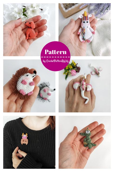 Unique Brooch Crochet Patterns Diy Crochet Amigurumi, Easy Rose, Quick Crochet Projects, Accessories Crochet, Crochet Brooch, Unique Brooch, Ring Making, Vintage Dress Patterns, Crochet Pumpkin