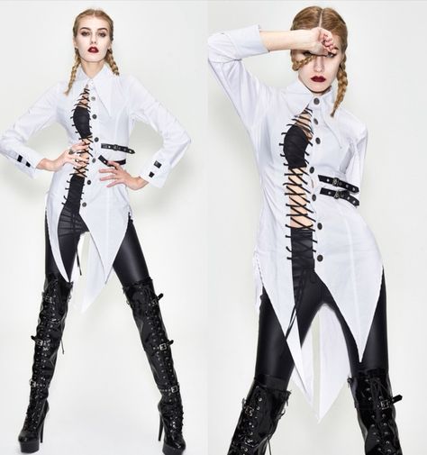 Jojo Fashion, White Goth, Aesthetic Outfit Ideas, Punk Outfits, Gothic Punk, Blouse For Women, Goth Outfits, Twisted Wonderland, Character Outfits