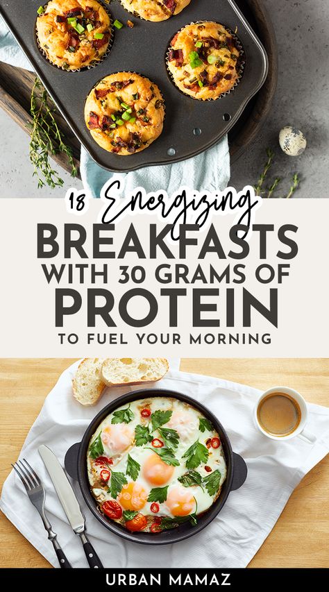 Breakfasts with 30 Grams of Protein Energy Breakfast Ideas, Breakfast Recipes High Protein, Recipes High Protein Low Carb, Healthy Protein Breakfast, Recipes High Protein, Healthy High Protein Breakfast, Energy Breakfast, Energizing Breakfast, High Protein Breakfast Recipes