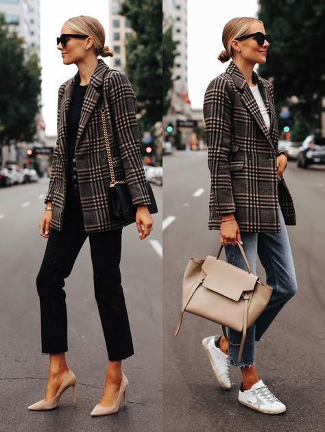 Plaid Blazer Outfit, Pijamas Women, Chique Outfit, Blazer Outfits Casual, Blazer Outfits For Women, Fashion Jackson, Blazer Outfit, Looks Street Style, Plaid Coat