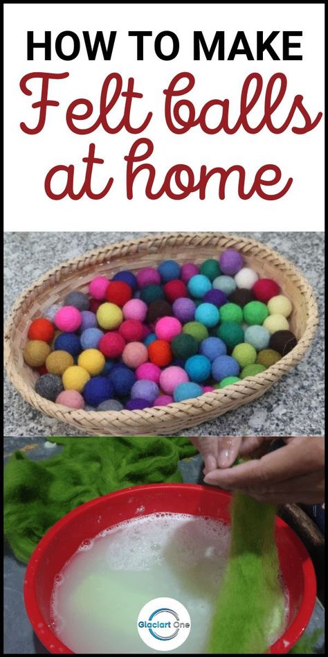 How to make felt balls at home. It is an easy process and not very expensive. You can make your own felt balls at home as per your own color choice. #feltballs #handmadefeltballs #felttutorial Needle Felt For Beginners, Make Felt Balls, Cute Dinosaur Coloring Pages, Felt Ball Crafts, Tovad Ull, Felt Wool Ball, Needle Felting Diy, Wool Felt Projects, Felting Ideas