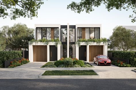 Simple contemporary dual occupancy #sydneyarchitecture #sydneyarchitects #architecturephotography #architecturelovers #architect #contemporary #timber #duplex #development Duplex With Courtyard, Dual Occupancy, Duplex Design, Townhouse Designs, Duplex House Design, Duplex House, Villa Design, Design Your Dream House, Modern House Plans