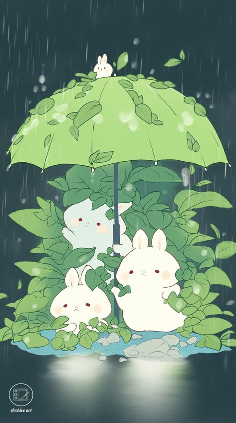 Enchanting Rabbit in the Rain Illustration: Let the Raindrops Awaken Your Inner Child! Rainy Day Illustration, Bunny Rabbit Cartoon, Animated Rabbit, Rainy Day Drawing, River Drawing, Rain Illustration, Study Drawing, Journal 2024, Cozy Halloween