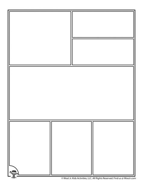 Printable Comic Book Pages | Woo! Jr. Kids Activities Comic Box Template, Comics Template, Manga Template, Comic Elements, Comics Background, Comic Making, Comic Strip Template, Make A Comic Book, Comic Box