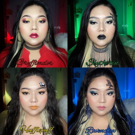 Hufflepuff Makeup Looks, Harry Potter Makeup Looks Gryffindor, Harry Potter Makeup Looks, Hogwarts Makeup, Gryffindor Makeup, Ravenclaw Makeup, Hufflepuff Makeup, Slytherin Makeup, Maquillage Harry Potter