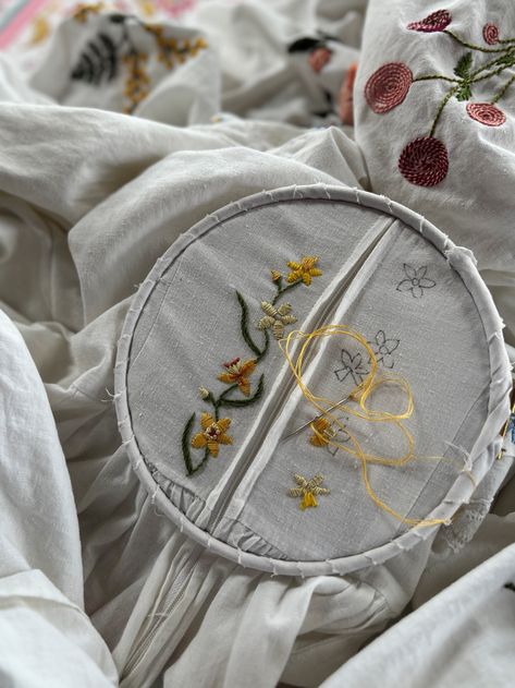 A wedding dress hand embroidered by Eppie Thompson | THE WORLD OF INTERIORS Eppie Thompson, Symbolic Flowers, The World Of Interiors, Persian Miniature, Laura Ashley Dress, The Wedding Date, Embroidered Wedding, A Wedding Dress, Prairie Dress