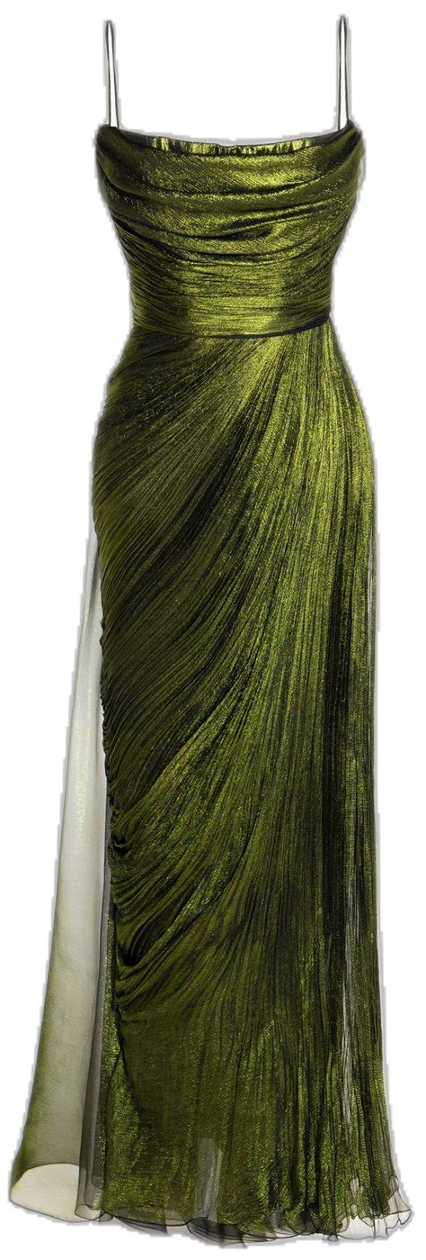 Draped Silk Dress, Maria Lucia Hohan, Pleated Drapes, Metallic Look, Amelia Dress, Pleated Fabric, Green Silk, Elegant Outfit, Silk Dress