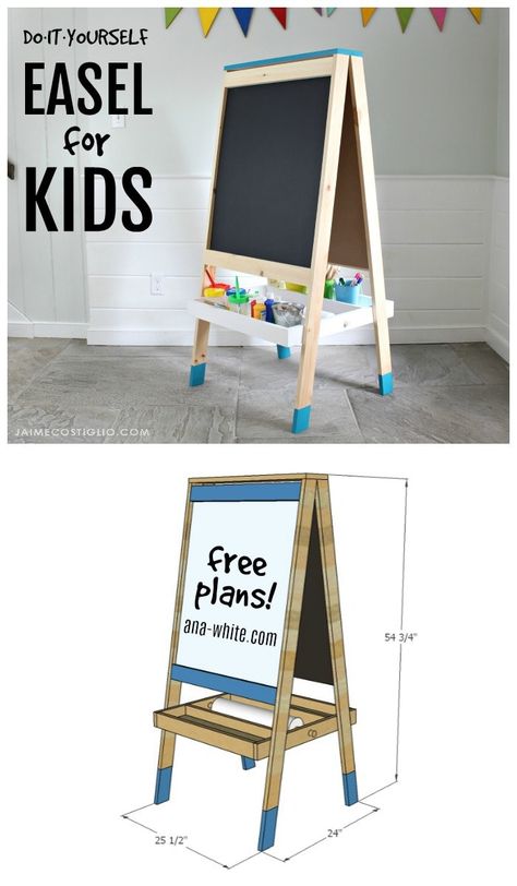 Kids Art Easel, Kids Woodworking Projects, Diy Easel, Kids Easel, Wood Projects For Kids, Wood Projects For Beginners, Wood Crafting Tools, Kids Rooms Diy, Woodworking Projects For Kids