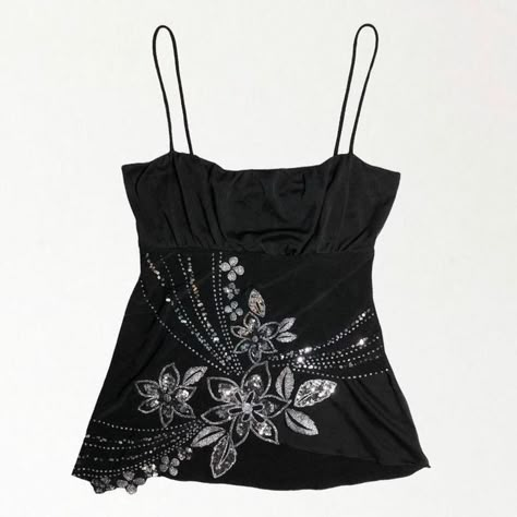 Grunge Fairy Outfit, Vintage Cami Top, 90s Fairy, 2000s Tops, Chic Outfit Ideas, Fairycore Clothes, Sequin Tank Top, Fits Clothes, 2000s Fashion Outfits