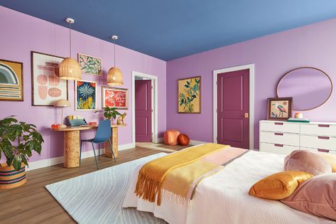 Color of the Month September 2021: Novel Lilac | Tinted Lilac Room Ideas, Teen Bedroom Colors, Modern Maximalism, Lilac Room, Lilac Bedroom, Lilac Paint, September Colors, Purple Bedroom, Space Apartments