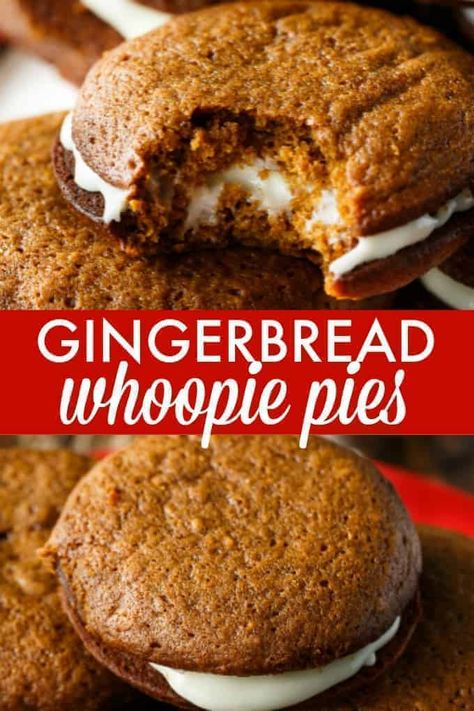 Gingerbread Whoopie Pies, Whoopi Pies, Soft Gingerbread, Whoopie Pie Recipe, Diy Easy Recipes, Dessert Aux Fruits, Stay Soft, Gingerbread Cake, Whoopie Pies