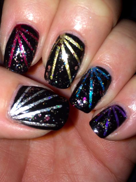 Firework Nail Art, Firework Nails, Year Nails, Nye Nails, Mickey Nails, New Years Nail Art, New Years Nail Designs, New Years Eve Nails, Awesome Nails