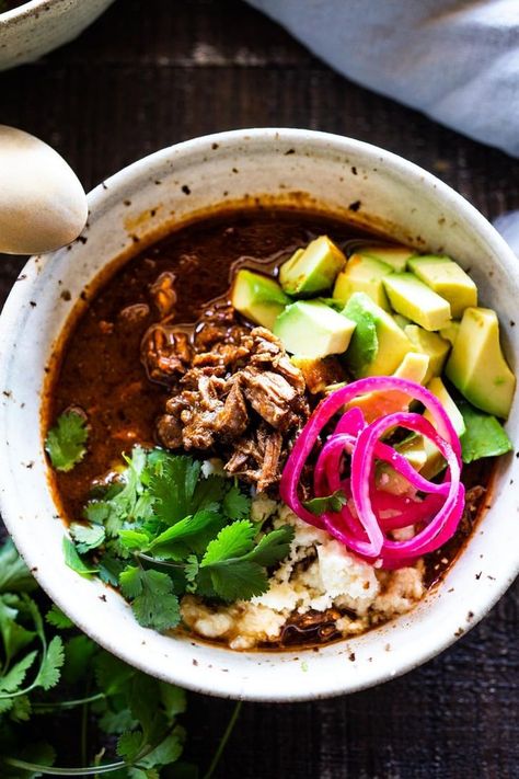 An authentic recipe for Birria, a flavorful Mexican Stew made with beef, lamb or goat that can be made in an Instant Pot, Dutch Oven or Slow Cooker. Serve this in a big bowl or make Birria Tacos - the best! Authentic Birria Recipe, Authentic Birria, Birria Recipe, Beef Birria, Mexican Stew, Birria Tacos, Best Instant Pot Recipe, Divine Guidance, Hearty Stews