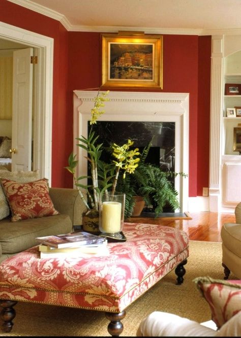 Red accents living room