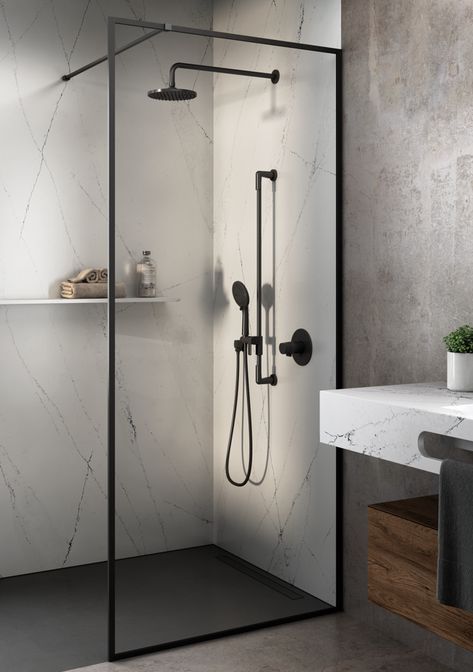 Minimalist bathroom ideas – 8 relaxing designs from experts | Livingetc Minimalist Bathroom Ideas, Sunken Tub, Black Bathroom Hardware, Shower Rose, Relaxing Time, Shower Kit, Shower Rail, Small Bathroom Storage, Bathroom Spa