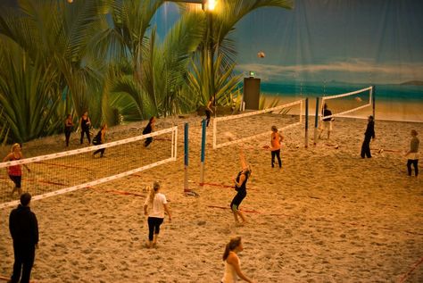 I like these walls too Volleyball Court Backyard, Beach Volleyball Court, Indoor Beach, Indoor Volleyball, Volleyball Games, Gothenburg Sweden, Beach Tennis, Sports Complex, Beach Sports