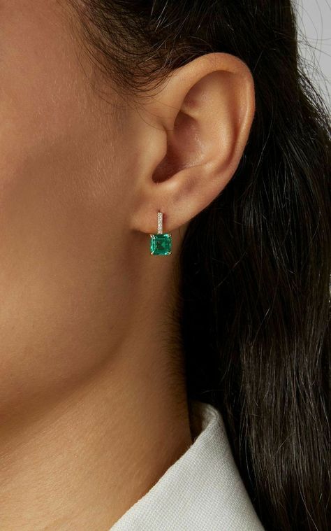 Yi Collection, Emerald And Diamond Earrings, Gold Earrings Designs, Emerald Jewelry, Girly Jewelry, Purple Wedding, Ear Jewelry, Diamond Earrings Studs, Wholesale Jewelry