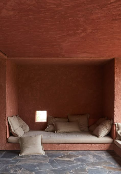 Studio Ko, Floor Seating Living Room, Riad Marrakech, Concrete Effect Paint, Moroccan Interiors, Mediterranean Home, Beautiful Bedding, Bedroom Sofa, 2023 2024