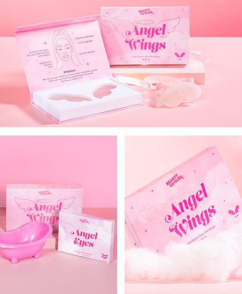 Fashion Branding Design Packaging, Pink Packaging Design, Girly Packaging, Girly Graphic Design, Pr Packaging, Bar Soap Packaging, Collins Design, Graphic Designer Studio, Angels Beauty