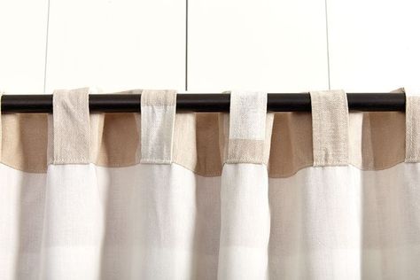 Hanging drapery panels using hidden tabs White Curtains Bedroom, Blush Curtains, Pinch Pleat Draperies, Hanging Curtain Rods, Small Curtains, Brown Curtains, Kids Shower Curtain, Ikea Curtains, Tab Top Curtains