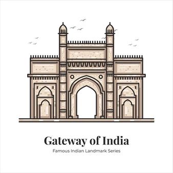 User21720474 | Freepik Famous Buildings Drawing Architecture, Monuments Of India Drawing, Gateway Of India Sketch, Indian Monuments Sketches, Indian Architecture Illustration, Mumbai Illustration, Marriage Drawing, Cartoon Line Art, Indian Tattoos