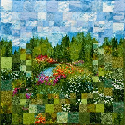 Watercolor Quilt, Monet's Garden, Landscape Art Quilts, Creeper Minecraft, Landscape Quilt, Quilt Modernen, Flower Quilts, Landscape Quilts, Picture Quilts