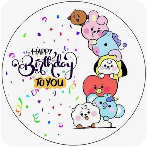 Happy Birthday Cartoon, Happy Birthday Poster, Happy Birthday Drawings, Cake Happy Birthday, Bts Happy Birthday, Bts Army Logo, Birthday Cartoon, Happy Birthday Art, Cute Happy Birthday