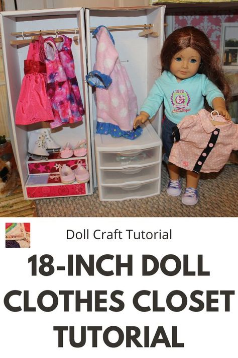 Your 18-inch doll needs a place to store her clothes and accessories! Today, we're going to show you how to make a DIY doll clothes closet from two doll boxes. This is a great upcycling project that's perfect for doll clothes storage while also being eco-friendly. Diy Doll Closet, Doll Clothes Storage, Doll Clothes Storage Ideas, Diy Doll Clothes, Make A Closet, Doll Clothes Hangers, Rainbow Accessories, Double Closet, American Girl Accessories