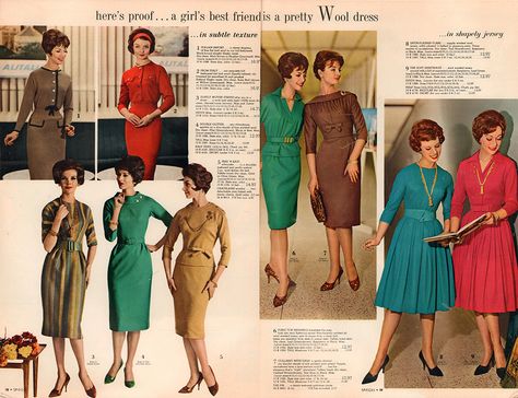 Lessons in Class: The 1961 Spiegel Catalog - Flashbak Spiegel Catalog, 70s Womens Fashion, 1980s Pop Culture, 20th Century Fashion, Junior Fashion, Elegant Feminine, Fashion Marketing, Old Fashion, 1960s Fashion