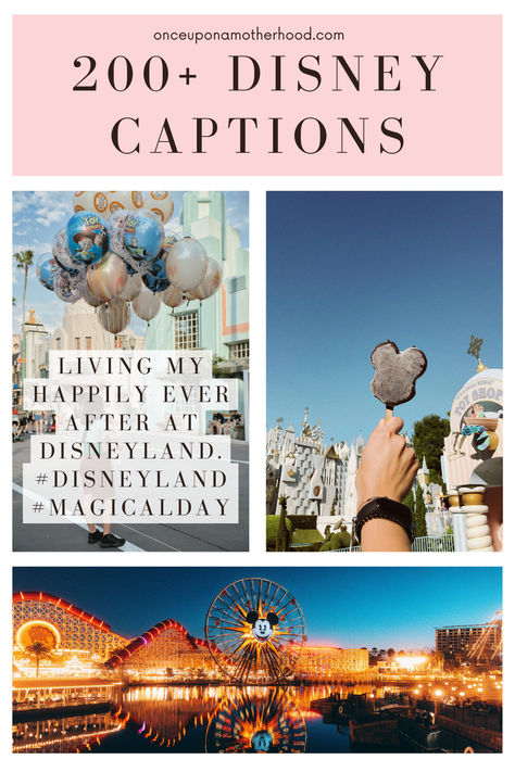 200+ Disneyland Captions for Instagram and social media. These are magical Disney Captions, including fun facts and magical fairy dust sprinkled throughout to make it easy to caption your magical Disneyland memories! Disneyland quotes and magical ideas help you feel inspired every time you see your Disneyland memories. Disney Magical Quotes, Disneyland Captions For Instagram, Disneyland Captions, Disney Captions Instagram, Disneyland Quotes, Magical Quotes, Magic Quotes, Magical Fairy, Captions For Instagram