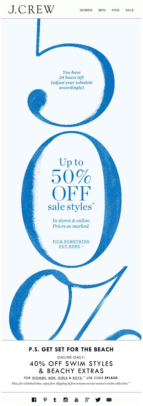 J.CREW : Typography + Texture Campaign Design, Sale Campaign, Email Design Inspiration, Email Marketing Design, Branding Website, Lighten Dark Spots, Food Graphic Design, Promotional Design, Newsletter Design