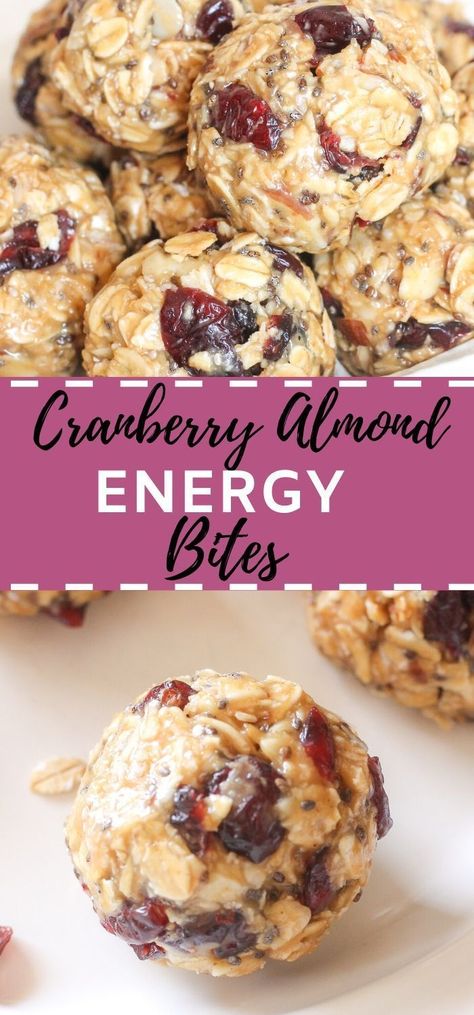 Almond Energy Bites, Cranberry Almond Energy Bites, Bake Snacks, Energy Bites Healthy, Food Recipes Healthy, Energy Bites Recipes, Cranberry Almond, Food Advice, Protein Bites