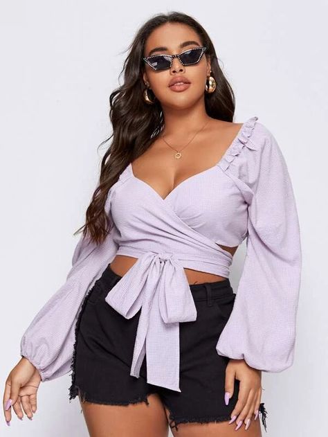 Wrap Crop Top Outfit, Crop Top Outfit, Belted Top, Belt Top, Top Shein, Wrap Crop Tops, Wrap Belt, Top Outfit, Fashion Aesthetics