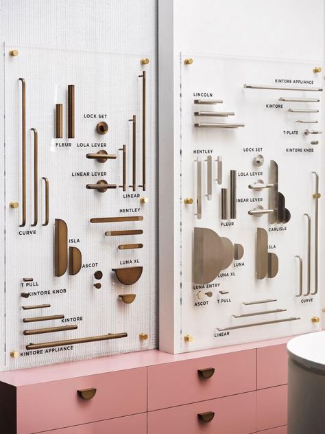 Hardware Showroom Interior Design, Hardware Store Design Display, Stall Branding, Material Catalogue, Interior Shop Display, Door Showroom, Sophie Paterson Interiors, Lifestyle Studio, Display Cabinet Design