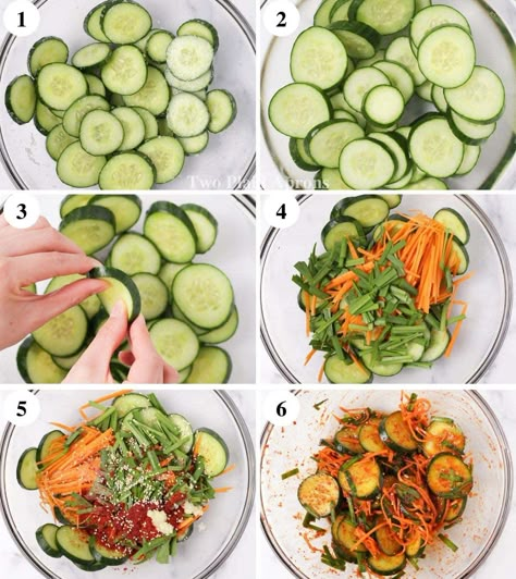 Quick Cucumber Kimchi (Oi Kimchi) | Two Plaid Aprons Cumcuber Kimchi, Oi Kimchi Recipe, Fermented Cucumber Kimchi Recipe, Quick Cucumber Kimchi, What To Eat Kimchi With, Cucumber Kimchi Recipe Korean, Ways To Eat Kimchi, Kimchi Cucumber Recipe, Kimchi Cucumbers