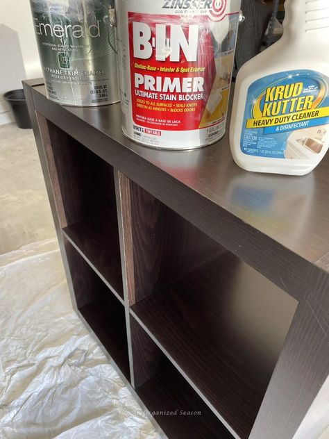 Do you have a cheap laminate storage cabinet someplace in your home? I'm going to show you how to paint laminate cabinets to look expensive! Laminate Furniture Makeover, Paint Laminate Cabinets, Painting Laminate Cabinets, How To Paint Laminate, Painting Laminate, Laminate Cabinets, Laminate Furniture, Toy Shelves, Cube Storage Bins